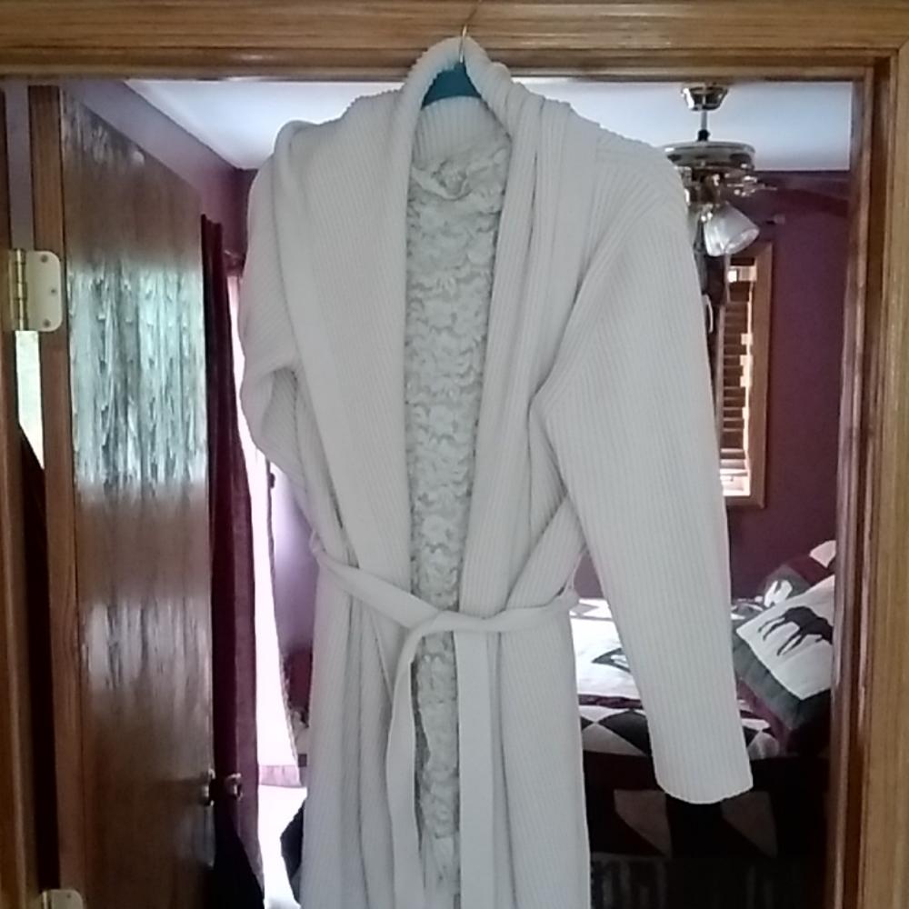 🛍️ COTTON SWEATER DUSTER Willi Smith Long ECRU CARDIGAN L-XL